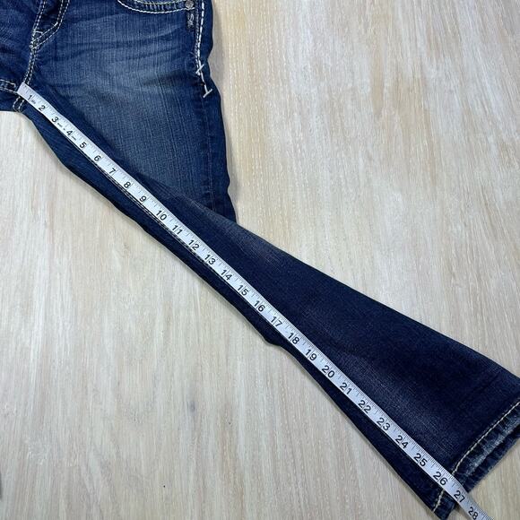 Silver Suki Capri Dark Wash Mid Rise Cropped Blue Everyday Casual Denim Jeans 27 - Picture 15 of 15